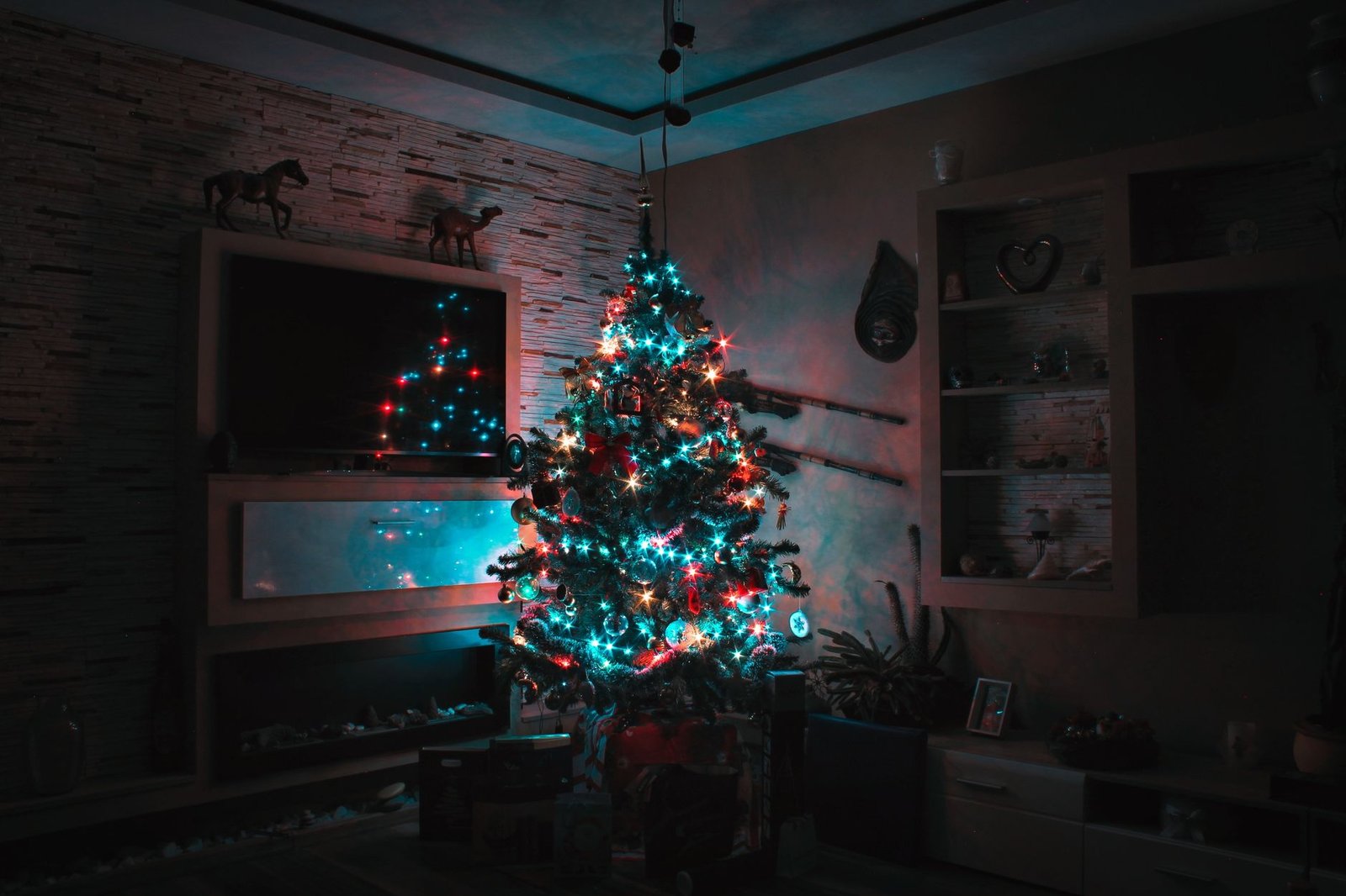 Salón decorado en Navidad